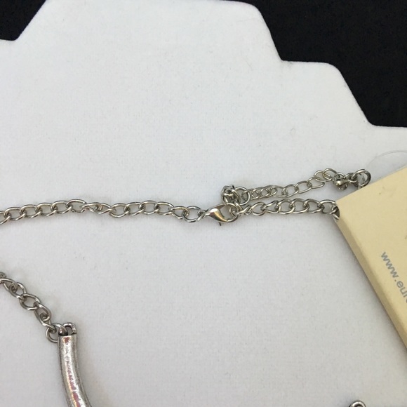 Turquoise Silver Metal Statement Choker Necklace - Picture 4 of 4